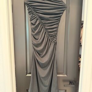 Anthropologie Gray Ruched Dress